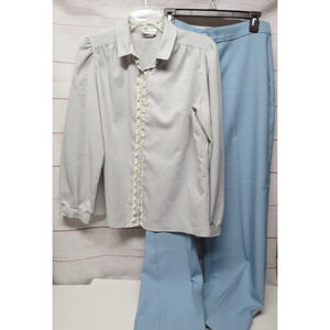 Lot of Vintage Levi Strauss Gray Blouse Sz 16 & Blue Pants Slacks Sz 18 70s 80s